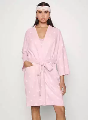 Ex Famous Store Ladies Pure Cotton Waffle Dressing Gown Floral Print Pink Yellow • £14.95