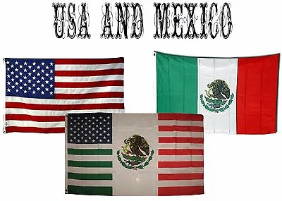 3x5 3'x5' Wholesale Lot Set USA American & Mexico & USA Mexican 3 Flags Flag • $19.88