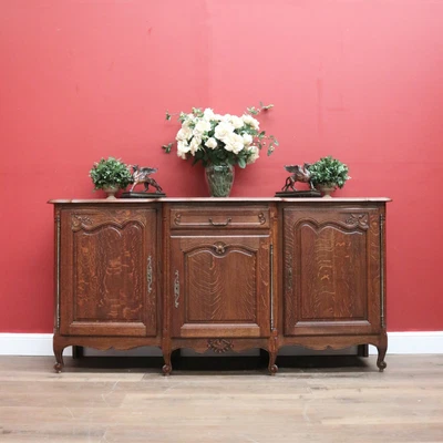 $1895 • Buy Antique French Sideboard, French Parquetry Top Breakfront Sideboard, Oak Timber
