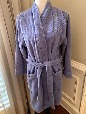 Spa Charter Club Bathrobe Large L Robe Pockets Plush Purple Thick Terry • $19.88