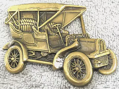 NOS - Vintage ANTIQUE CAR Brass Belt Buckle 1970'S MERCEDES BENZ - FORD MODEL T • $25