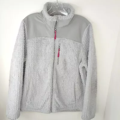 MADE FOR LIFE Women's Gray Zip Up Jacket W/Scroll Design Large Fleece • $15.99