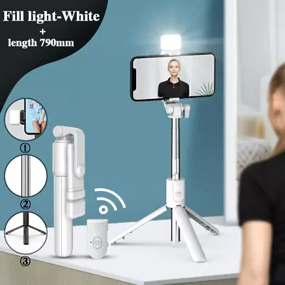 Selfie Stick Tripod Light Phone Holder Stand Remote Bluetooth For Samsung IPhone • £8.95