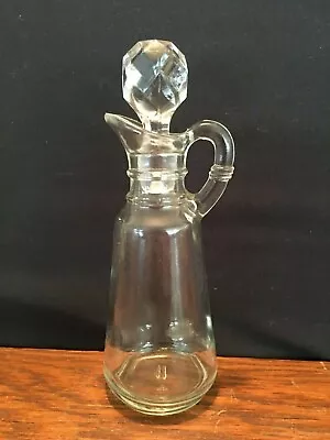 Vintage Anchor Hocking Clear Glass Vinegar Oil Cruet Bottle Decanter W/ Stopper • $4.25