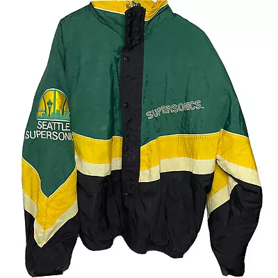 Starter Seattle Supersonics Wind Breaker Jacket XL Old School Button Zip NBA • $139.99