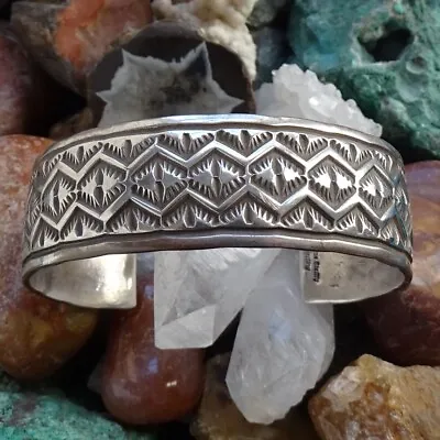 Vintage Navajo Artist Douglas Etsitty Men’s Sterling Cuff Bracelet Signed 48 Gr • $395