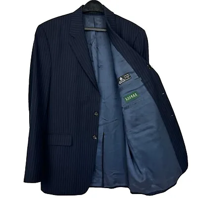 Ralph Lauren 42L 100% Wool Navy Blue Striped Blazer Sport Coat Jacket 2 Button • $42