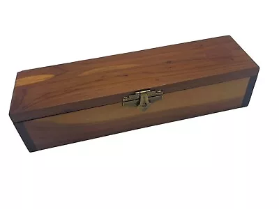 Cedar Wood Storage Box Vintage Clamp Rectangular Cedar 8  Cigar Pen Holder • $19