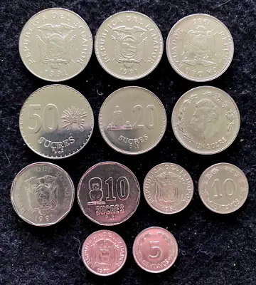 Ecuador 6 Coins Set 5 10 Centavos  1 10 20 50 Sucres UNC World Coins • $10.45