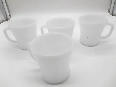 Set Of 4 White D Handled Coffee Mugs By Federal Glass • $18