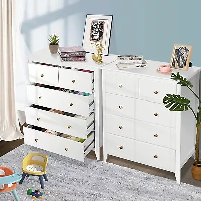 5 Drawer Dresser Tall Chest Of Drawers Closet Organizers And Storage Clothes-US • $135.99