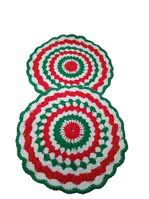 Vintage Christmas Handmade Doilies 3D Style Set Of 2 11x11 • $13.56