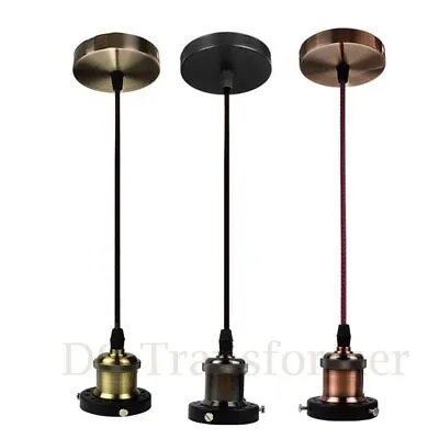 £12.89 • Buy E27 Screw Flex Cable Pendant Lamp Vintage Edison Bulb Holder Ceiling Light Kit