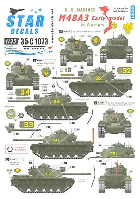 $8.99 • Buy Star Decals 1/35 M48A3 TANK EARLY MODEL IN VIETNAM 1st 3rd & 5th Tank Battalions