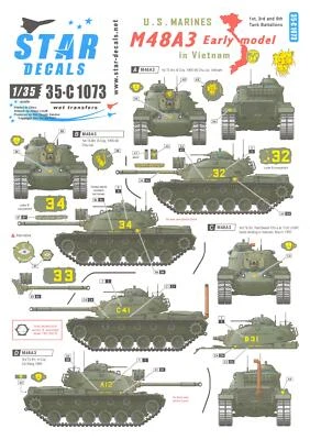 $8.99 • Buy Star Decals 1/35 M48A3 TANK EARLY MODEL IN VIETNAM 1st 3rd & 5th Tank Battalions
