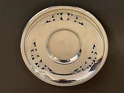 Farber Brothers Chrome Round Plate Saucer Candle Holder Etched 6.5  Across • $7.50