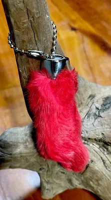 New Red Good Luck Rex RABBITS FOOT Key Chain Zipper Pull Charm School Charm • $7.59