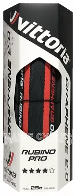 Vittoria Rubino Pro G 2.0 Clincher Graphene 700 X 25 Red / Black / Folding • $44.90