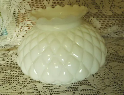 Vtg Milk Glass Shade Diamond/Quilted Design~ GWTW OIL LAMP Shade~FREE SHIP~ • $35