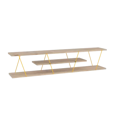 Store Tars Mid Century Modern Tv Stand 4 Shelves Open Storage Metal - Oak/Yellow • $128.44