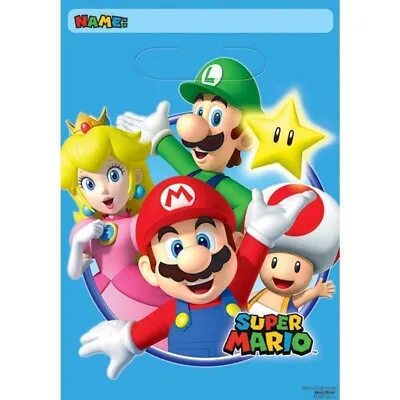 8 Super Mario Party Bags Plastic Loot Lolly Treat Favours Kids Birthday Supplies • $4.95