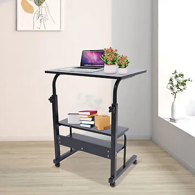 Portable Mobile Laptop Table Liftable Computer/Office/Student Desk W/ Wheels US • $41