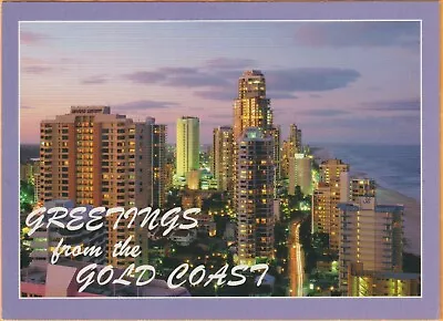 Dusk Half Lights Of Surfers Paradise Gold Coast Qld Nucolorvue Postcard • $8.95