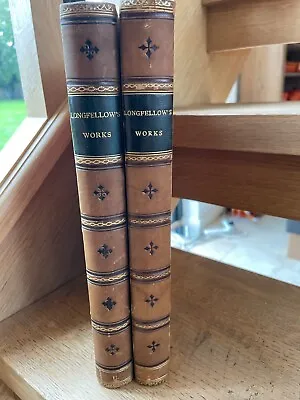 2 X Volumes Of Longfellows Poetical Works 1891 -leather Bound • £10.99