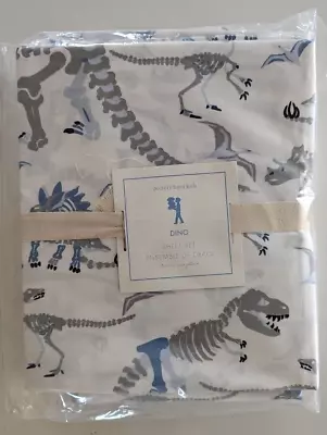 Pottery Barn Kids Blue Dino 3 Piece Cotton Twin Sheet Set • $59.99