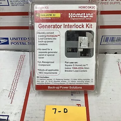 Square D Homeline 150A 200A 225A Panel Indoor Generator Interlock Kit (HOMCGK2C) • $34.99