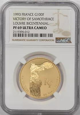 France 1993 100 Francs Gold NGC Proof 69UC Victory Of Louvre Bicentennial. 0.5oz • $1499