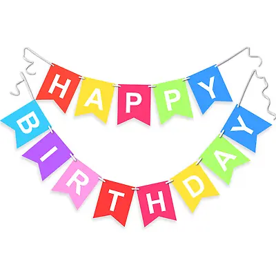 Happy Birthday Bunting Banner Letter Hanging Card Party Decoration Garland • £3.69