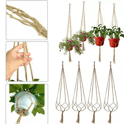 8Pcs Macrame Plant Hanger Garden Indoor Hanging Planter Basket Rope Pot Holder • £4.39