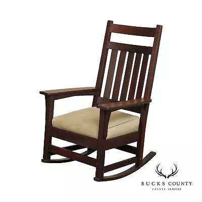 Gustav Stickley Antique Oak Arts & Crafts Rocking Chair Model #393 • $3295