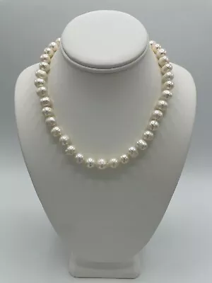 Cultured Baroque Pearl Necklace With Sterling Silver Clasp 17  10 Mm 63.4g • £36.95