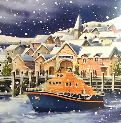 CHARITY SINGLE CHRISTMAS CARD~RNLI~HOME FOR CHRISTMAS~SEE DESC~145mm • £2.20