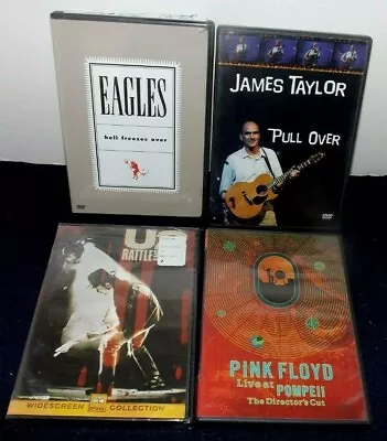 (Group Of 4) DVD Music Videos: EAGLES-JAMES TAYLOR-PINK FLOYD-U2 Rattle And Hum  • $25.99