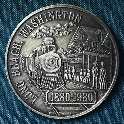 1980 Long Beach WA Centennial 100 Years World’s Longest Beach Steam Locomotive • $12.95