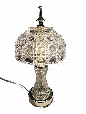 Vintage Lead Crystal Table Lamp Bedside Boudoir Gold Hollywood Regency 12  • $25