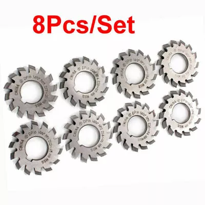 8Pcs Involute Gear Cutter DP12 DP16 DP20 PA14-1/2 Bore22mm HSS 8H Set No1-8 NEW • £59.77