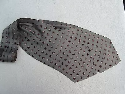 VINTAGE GREY BURGUNDY CRAVAT 5.5 INCH Polyester CRAVAT • £5.55