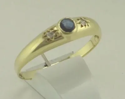 Vintage Women's Ring With Sapphire & Diamond / 585 14Carat Gold (50 (15.9mm Ø)* • $319.20