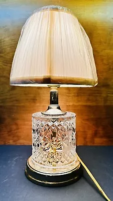 Vintage Lead Crystal With Gold Tone Metal & Shade Table Lamp 15  • $60