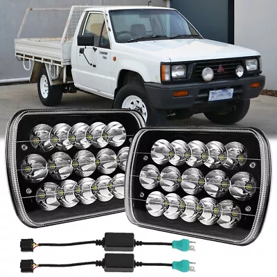 Pair 7x6'' 5x7'' LED Headlights Hi-Lo Beam Bulb W/Adapters For Mitsubishi Triton • $68.95