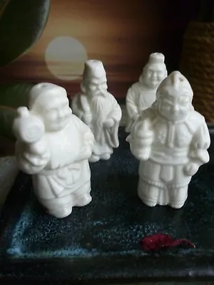 Set Of 4 Japanese Figure Gods White Porcelain Shakers With Seals • £24.99