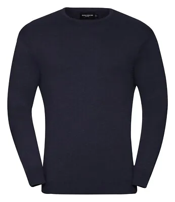 New Mens Russell 717M Cotton Acrylic Crew Neck Sweater. French Navy XXS. • £6.99