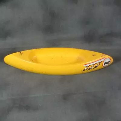 $17.99 • Buy Vintage 1950 Carved Wooden 10  Canoe Painted Yellow, Bear With 3 Feathers On Bow