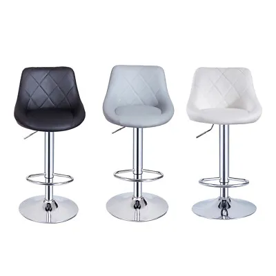 2 X Bar Stools Mid Back Armless Oval Seat Gas Lift Swivel Cafe Breakfast Stool • £49.99