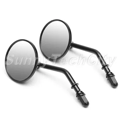 8mm Motorcycle Rearview Mirror Short Stem Round Black For Fatboy Electra Glide • $23.10