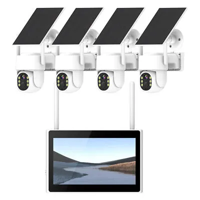 Solar Battery Wireless Home Security Camera System W Monitor Outdoor Garden CCTV • $802.99